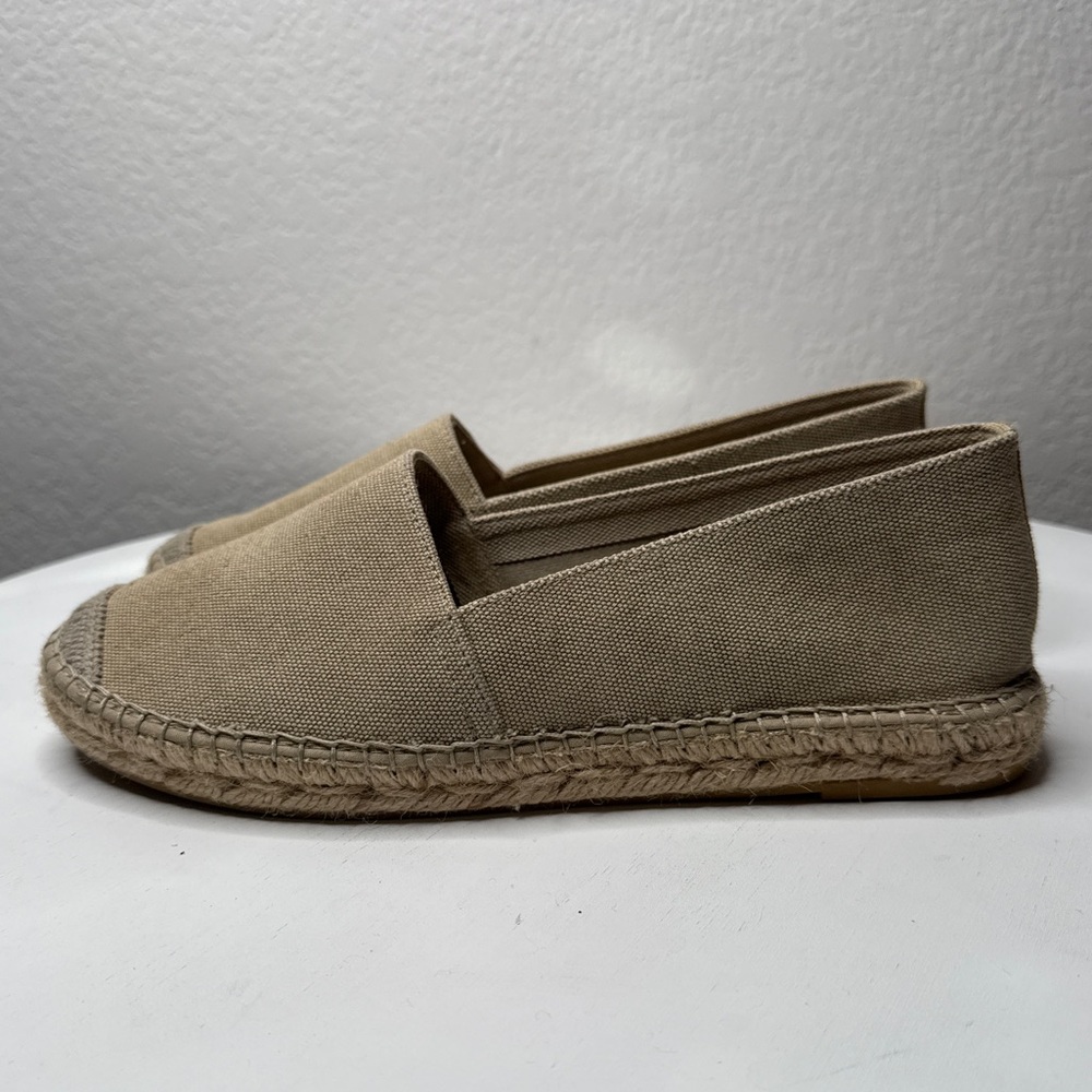 Vidorreta Beige Canvas Slip On Espadrilles Jute Rope Sole Reinforced Toe Size 9
